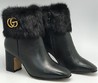 Женские кожаные полусапоги Gucci с пряжкой на массивном каблуке