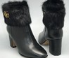 Женские кожаные полусапоги Gucci с пряжкой на массивном каблуке