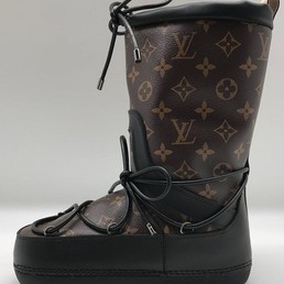 Зимние женские луноходы Louis Vuitton высокие коричневые с мехом