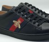 Мужские кожаные кроссовки Gucci Ace черные с пчелой