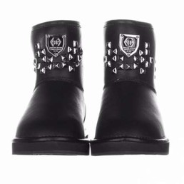 Женские кожаные сапоги Philipp Plein черные