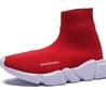 Летние женские кроссовки носки Balenciaga Speed Trainer красные на белой подошве