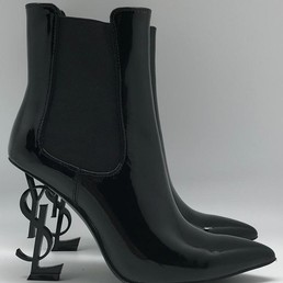 Женские лаковые ботильоны Saint Laurent черные