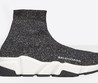 Летние женские кроссовки Balenciaga Speed Trainer чёрные на белой подошве