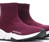 Летние женские кроссовки носки Balenciaga Speed Trainer бордовые на белой подошве