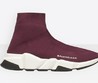 Летние женские кроссовки носки Balenciaga Speed Trainer бордовые на белой подошве