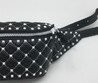 Женская кожаная сумка на пояс Valentino Rockstud черная с белым
