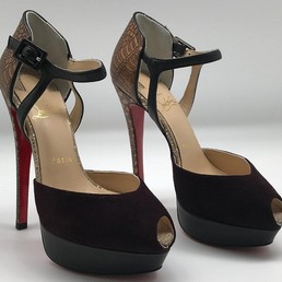 Кожаные босоножки на платформе Christian Louboutin черные