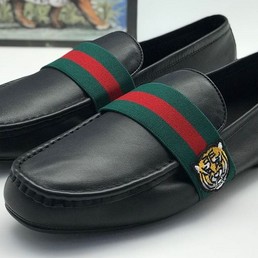 Мужские мокасины Gucci черные кожаные