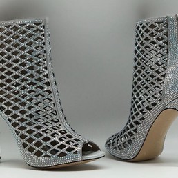 Ботильоны Gianvito Rossi Marie серебро кожаные