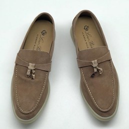 Женские лоферы Loro Piana серые замшевые