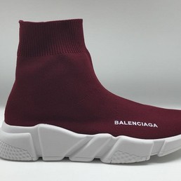 Кроссовки Balenciaga Speed Trainer бордовые на белой подошве