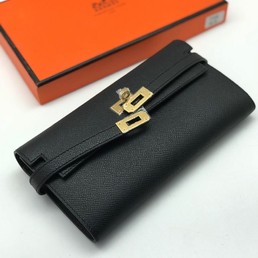 Женский кожаный кошелек Hermes черный
