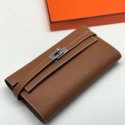 Женский кожаный кошелек Hermes коричневый