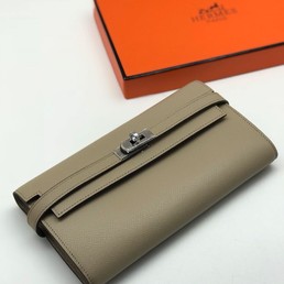 Женский кожаный кошелек Hermes серый