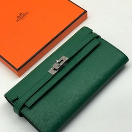 Женский кожаный кошелек Hermes зелёный