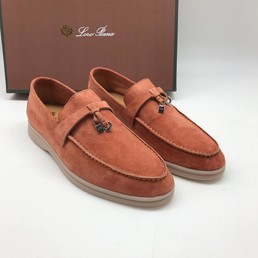 Женские лоферы Loro Piana желтые замшевые