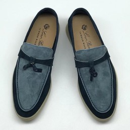 Женские лоферы Loro Piana Open Walk синие замшевые