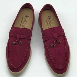 Женские лоферы Loro Piana Open Walk бордовые замшевые