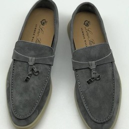 Женские лоферы Loro Piana Open Walk серые замшевые