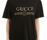Женская футболка Gucci черная с логотипом