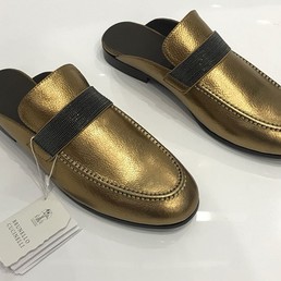 Кожаные мюли Brunello Cucinelli золотистые