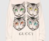 Женская толстовка Gucci белая с принтом коты