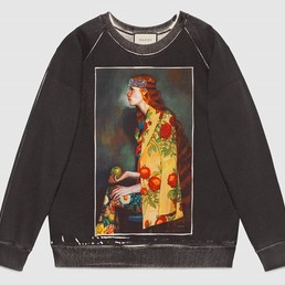 Женская толстовка Gucci черная с принтом