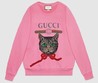 Женская толстовка Gucci розовая с принтом кот
