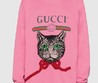 Женская толстовка Gucci розовая с принтом кот