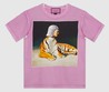 Женская футболка Gucci розовая с принтом тигр