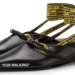 Босоножки Off White For Walking черные кожаные