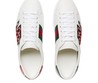 Мужские кожаные кроссовки со змеей Gucci Ace белые