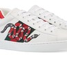 Мужские кожаные кроссовки со змеей Gucci Ace белые