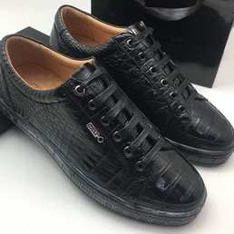 Мужские кроссовки из кожи крокодила Zilli черные