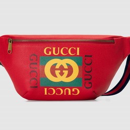 Сумка на пояс Gucci красная с принтом