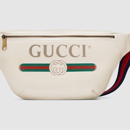 Сумка на пояс Gucci белая с принтом