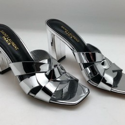 Кожаные сабо Yves Saint Laurent серебро