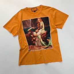 Женская футболка Gucci оранжевая с принтом