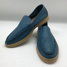 Женские лоферы Loro Piana кожаные синие