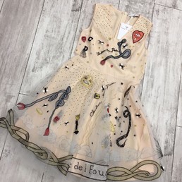 Платье Christian Dior пудра с принтами