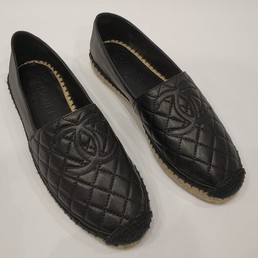 Женские эспадрильи Chanel кожаные черные