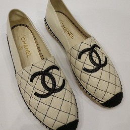 Женские эспадрильи Chanel белые текстиль