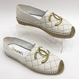 Женские эспадрильи Chanel белые с золотом