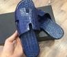 Мужские летние шлепанцы из кожи крокодила Hermes синие