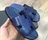 Мужские летние шлепанцы из кожи крокодила Hermes синие