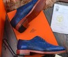 Мужские туфли из кожи питона Hermes синие
