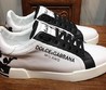 Мужские кожаные кроссовки Dolce&Gabbana белые с принтом