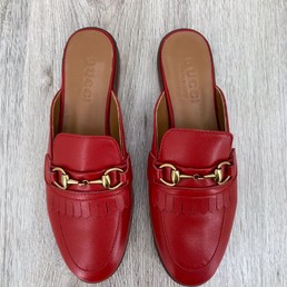 Кожаные мюли Gucci красные