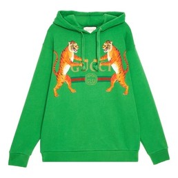 Женская толстовка Gucci зеленая с тиграми